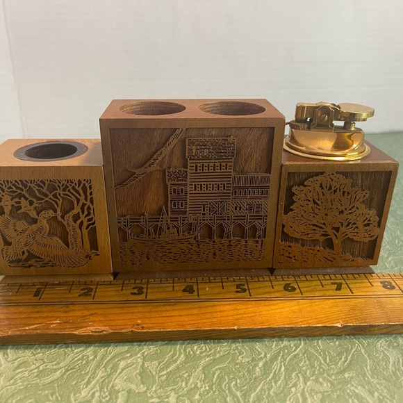 Vintage Lasercraft set of 3 American Walnut Desk Accessories - Picture 10 of 12